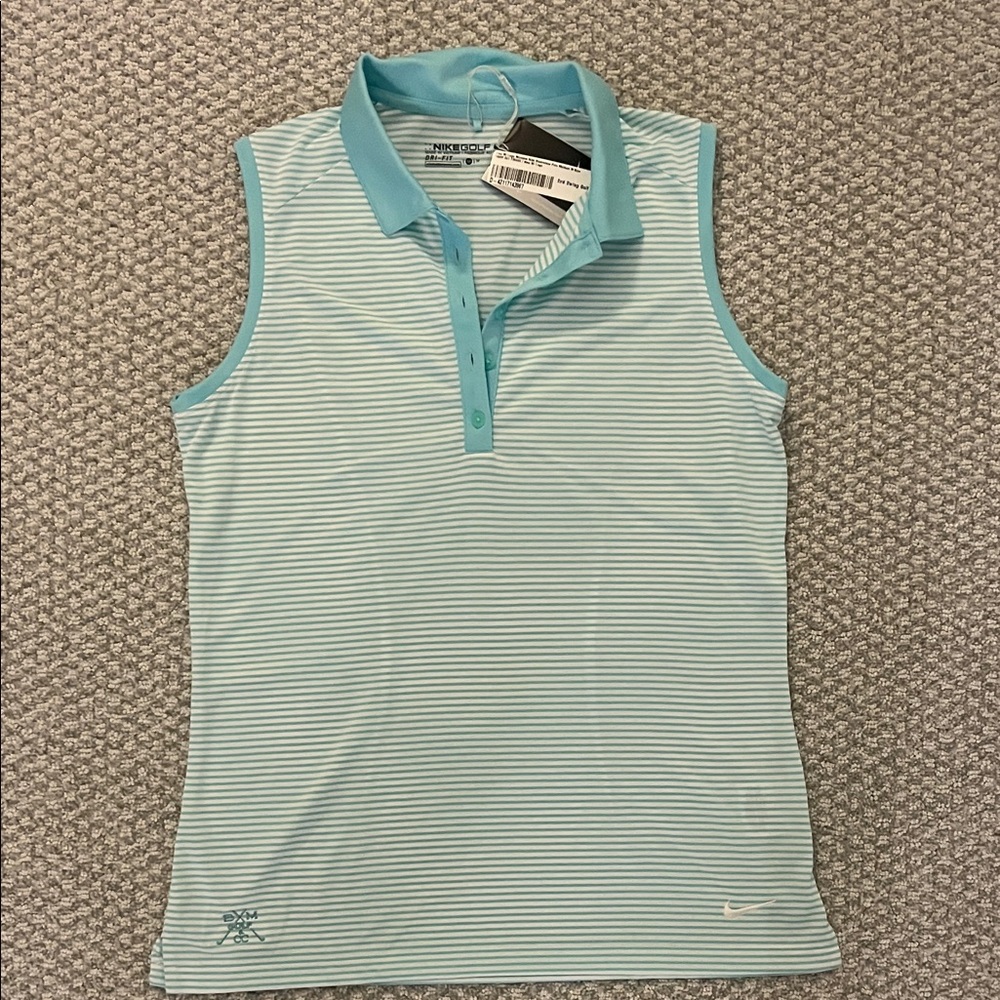 Nike Aqua Striped Sleeveless Polo